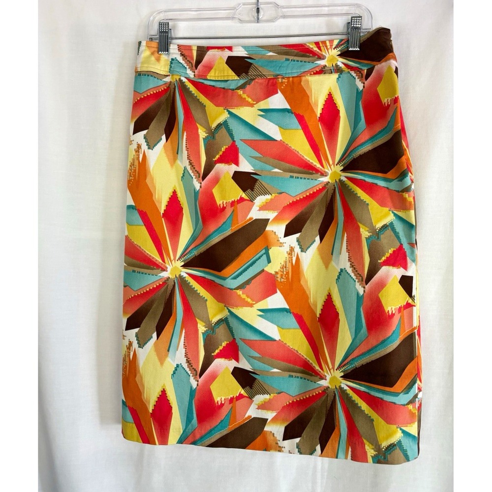 Sunny Leigh Women's Multicolor Geometric Pleated A-Line Knee Length Skirt 10